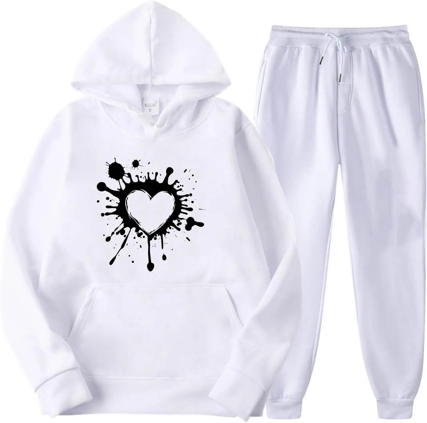 Womens 2 Piece Outfits Lounge Matching Sweat Sets Tracksuit Funny Graphic Oversized Hooded Sweatshirts Jogger Pants
