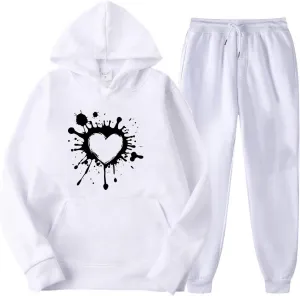 Womens 2 Piece Outfits Lounge Matching Sweat Sets Tracksuit Funny Graphic Oversized Hooded Sweatshirts Jogger Pants