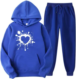Womens 2 Piece Outfits Lounge Matching Sweat Sets Tracksuit Funny Graphic Oversized Hooded Sweatshirts Jogger Pants