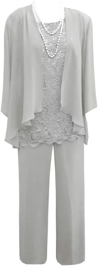 Women's 3 Pieces Mother of The Bride Dress Pant Suits with Jacket for Wedding Guest Dress