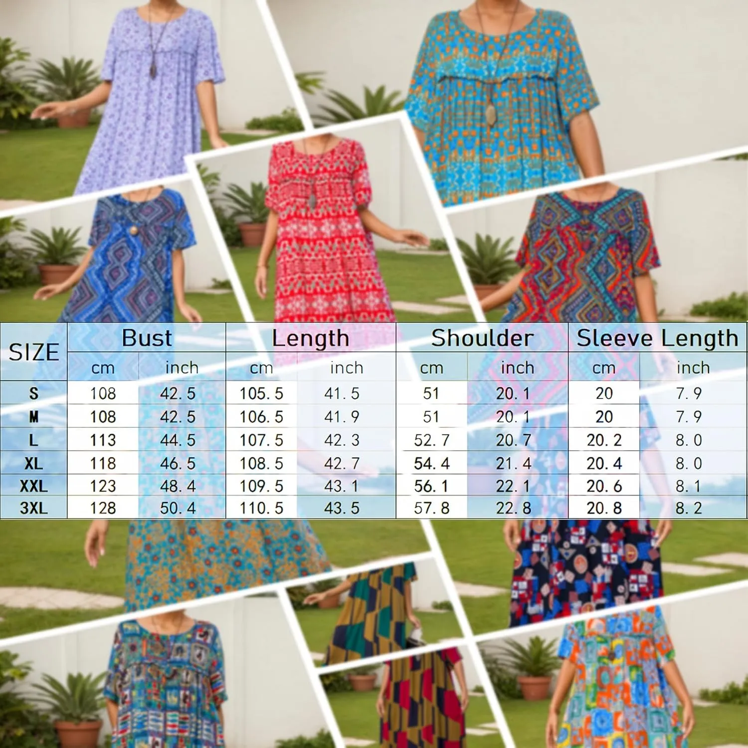Women's Baggy Boho Floral Midi Dresses Casual Loose Summer Short Sleeve Beach Vacation Tshirt Dress with Pockets