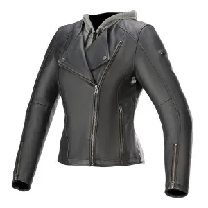 Women's Black Hooded Real Leather Jacket By TJS