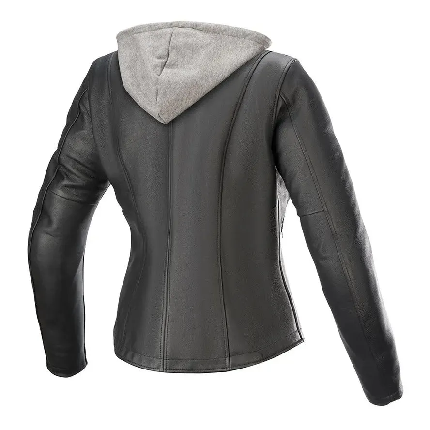 Women's Black Hooded Real Leather Jacket By TJS
