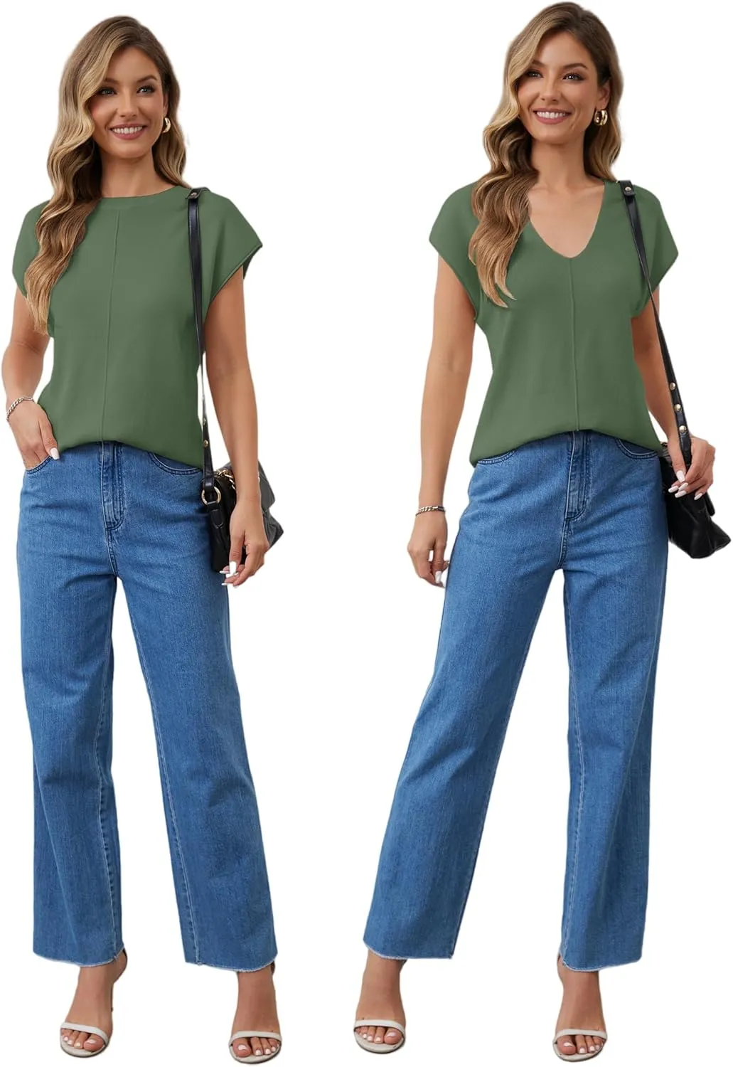 Womens Cap Sleeve Tops Summer Knit Vest Crew V Neck Tank Top Casual Loose Sweater