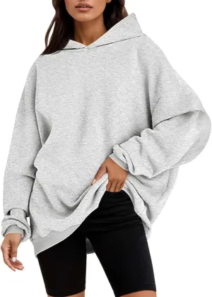 Women's Casual Hoodies Long Sleeve Oversized Sweatshirts Solid Color Fall Fashion Pullover Tops Outfit Winter Clothes