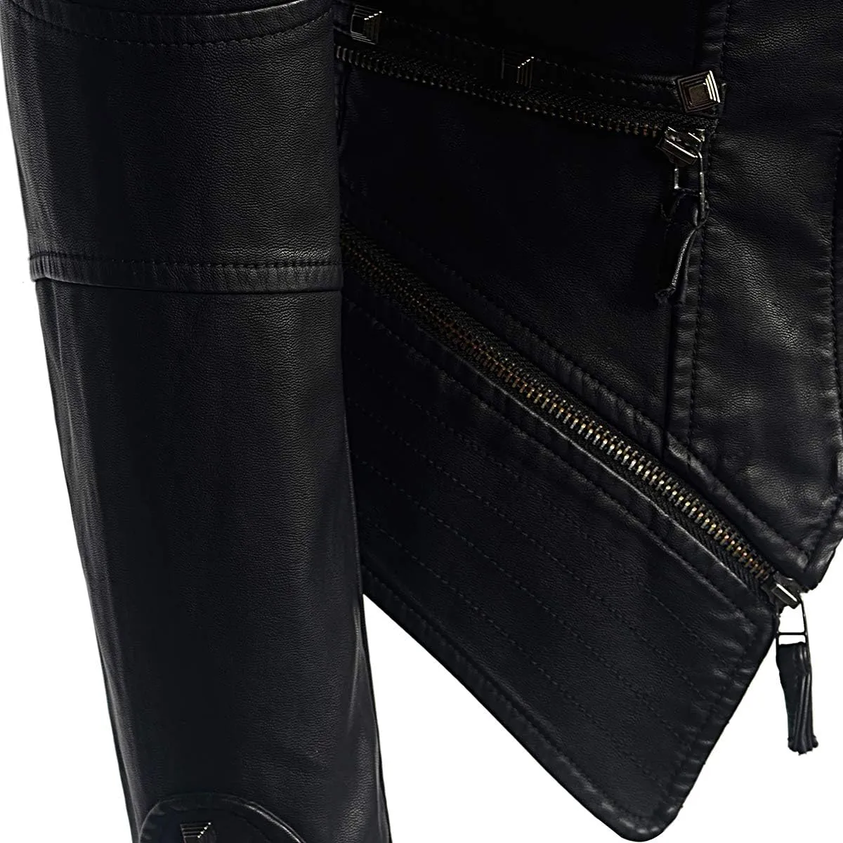 Women's classic Lapel punk rivet leather jacket personality fashion sexy dovetail Motorcycle casual coat