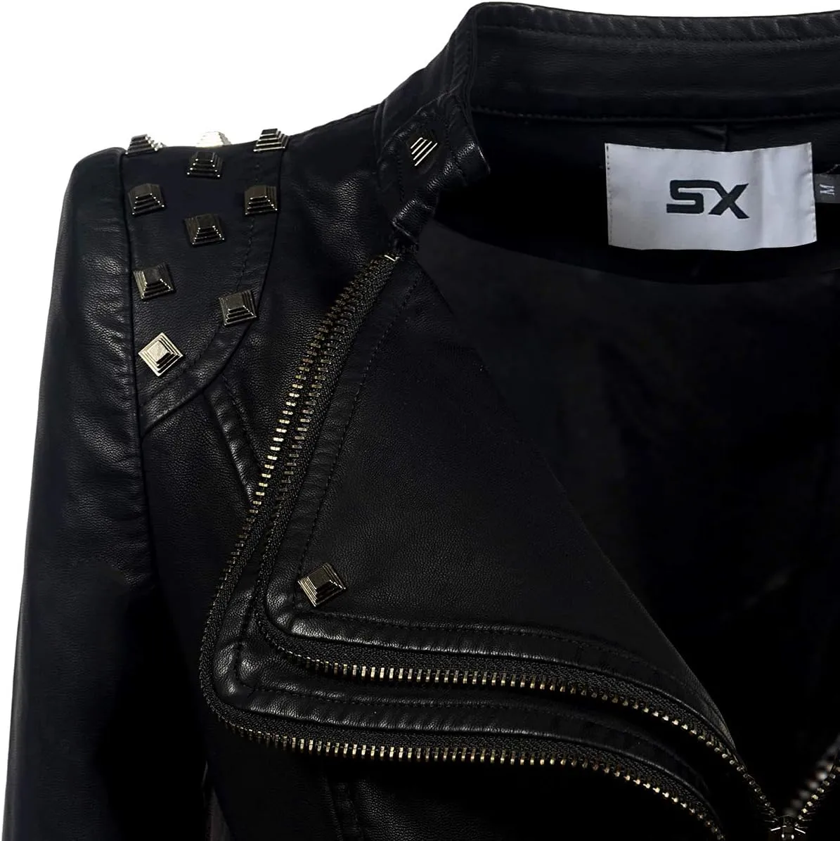 Women's classic Lapel punk rivet leather jacket personality fashion sexy dovetail Motorcycle casual coat