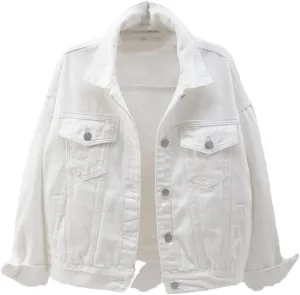 Women's Denim Cotton Button Denim Jean Jacket Long Sleeve Solid Color Jacket With Pockets