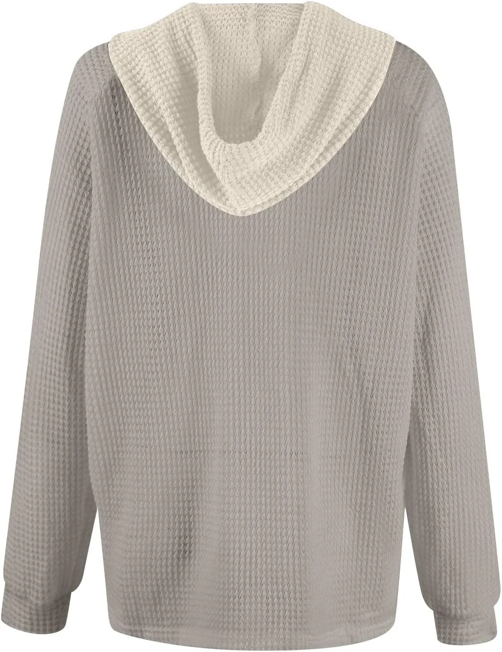 Womens Fall Fashion 2025 Oversized Waffle Knit Hoodies Casual Drawstring Hooded Sweatshirt Button V Neck Sweater