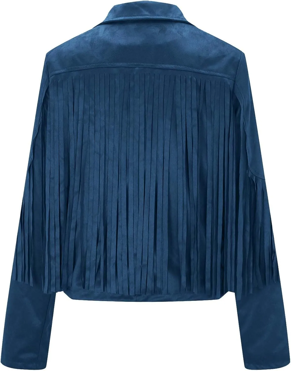 Women's Fringe Faux Suede Leather Jackets Fashion Tassel Cropped Coats Fringe Cropped Jacket Tassel Suede Moto Jacket
