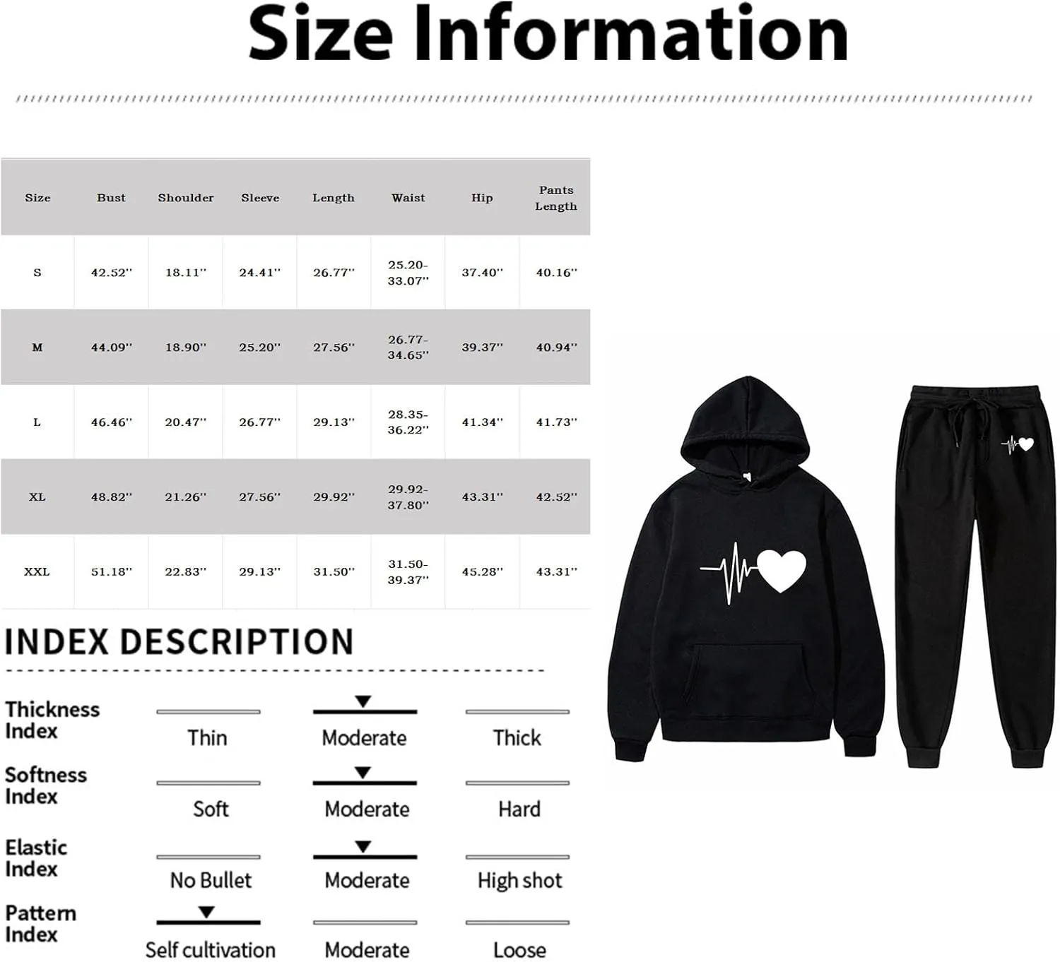 Women's Heart Print Fleece 2 Piece Outfits Sweatsuits Pullover Hoodie Sweatshirt and Jogger Pants Tracksuits Set