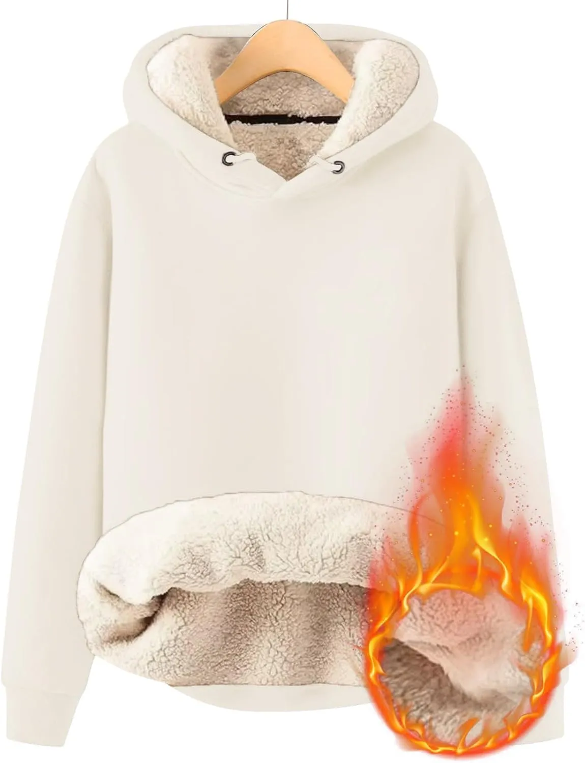 Womens Hoodies Winter Warm Sherpa Lined Sweatshirts Casual Thick Long Sleeve Pullover Hooded Sweatshirt Tops