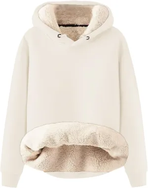 Womens Hoodies Winter Warm Sherpa Lined Sweatshirts Casual Thick Long Sleeve Pullover Hooded Sweatshirt Tops