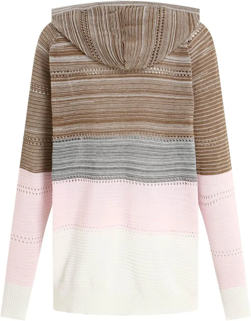 Women's Long Sleeve Knit Sweater Color Block Zip Up Hoodie Drawstring Oversized Sweatshirt Y2k Jacket for Women