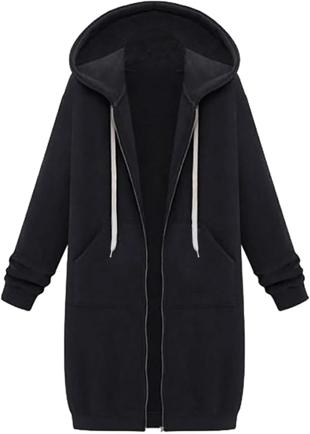 Womens Long Sweatshirts Oversized Zip Up Hoodies Knee length Long Fleece Tunic Sweatshirts Fall Hoodie Jackets Coats