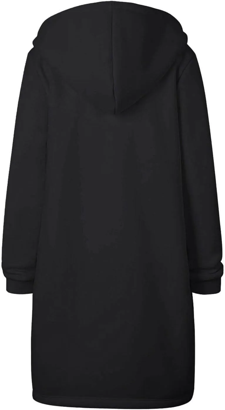 Womens Long Sweatshirts Oversized Zip Up Hoodies Knee length Long Fleece Tunic Sweatshirts Fall Hoodie Jackets Coats