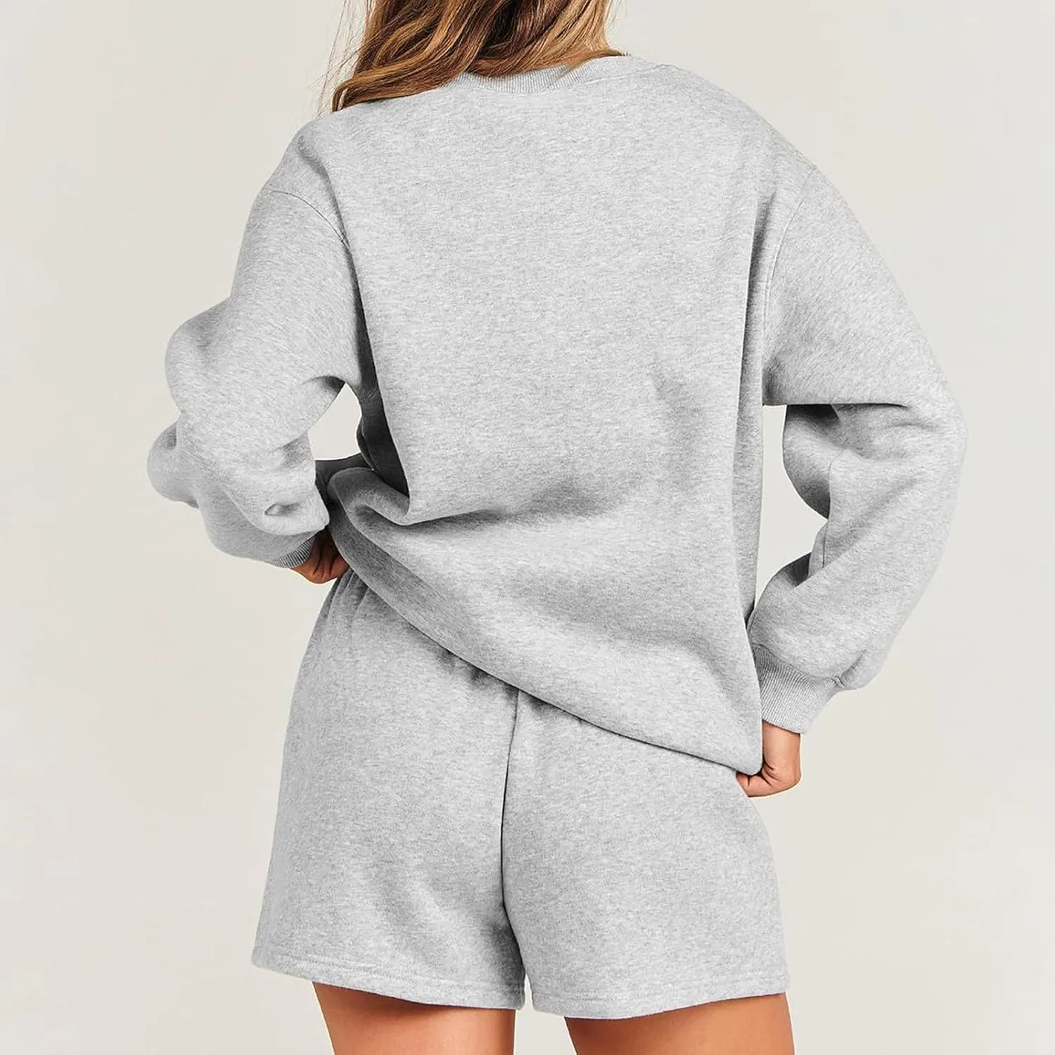 Womens Lounge Sets 2 Piece Outfits Oversized Long Sleeve Hoodies Sweatsuit Casual Sweat Shorts Matching Tracksuit
