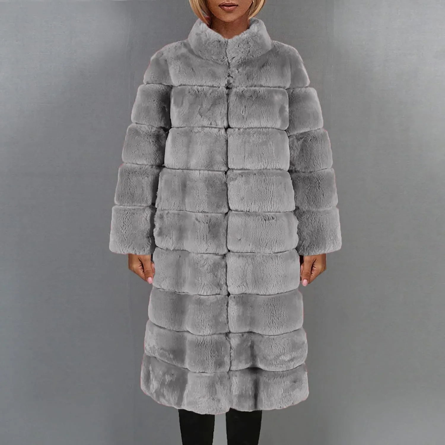 Womens Luxury Faux Fur Coats Winter Long Cardigan Vintage Fuzzy Warm Jacket Oversized Soft Solid Open Front Overcoat