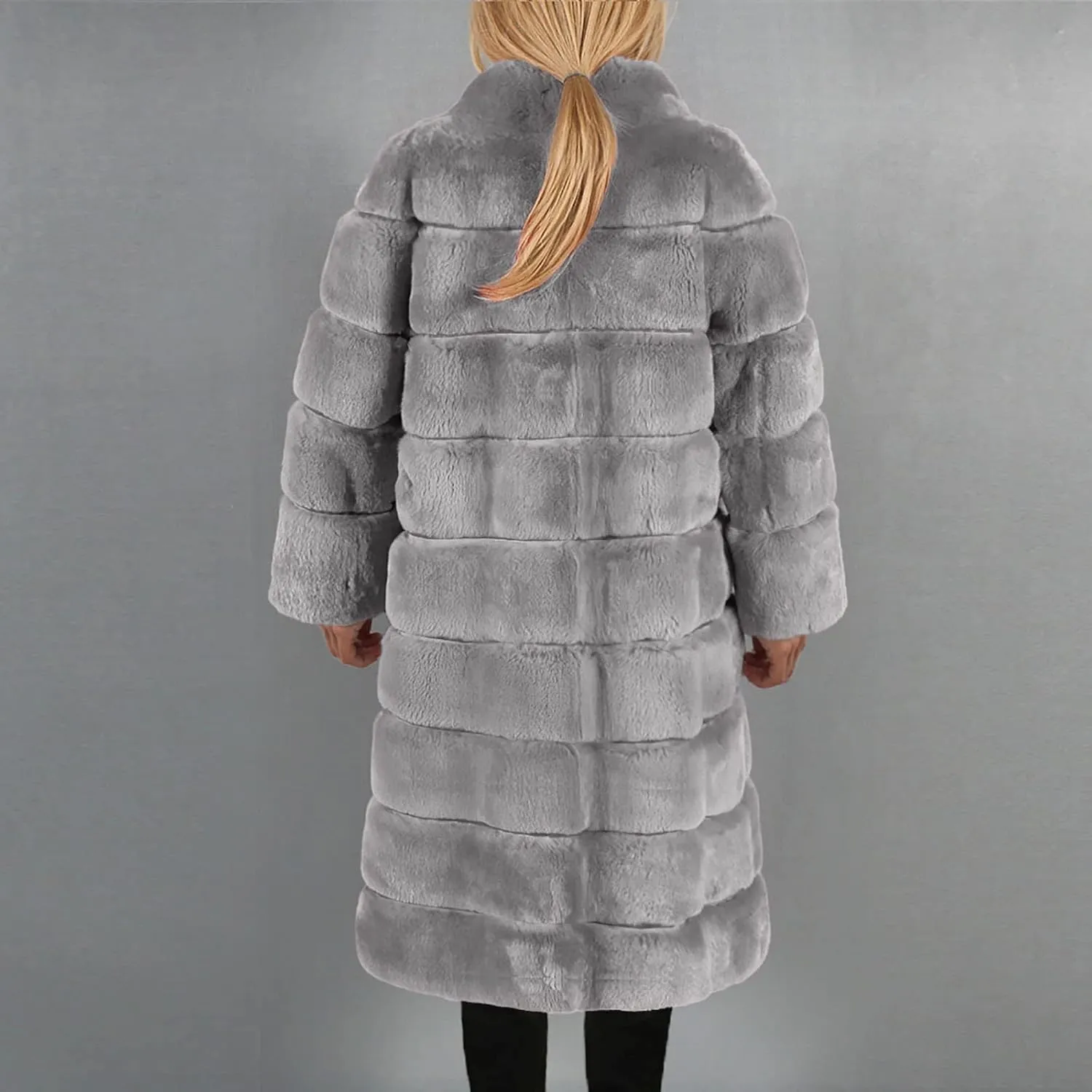 Womens Luxury Faux Fur Coats Winter Long Cardigan Vintage Fuzzy Warm Jacket Oversized Soft Solid Open Front Overcoat