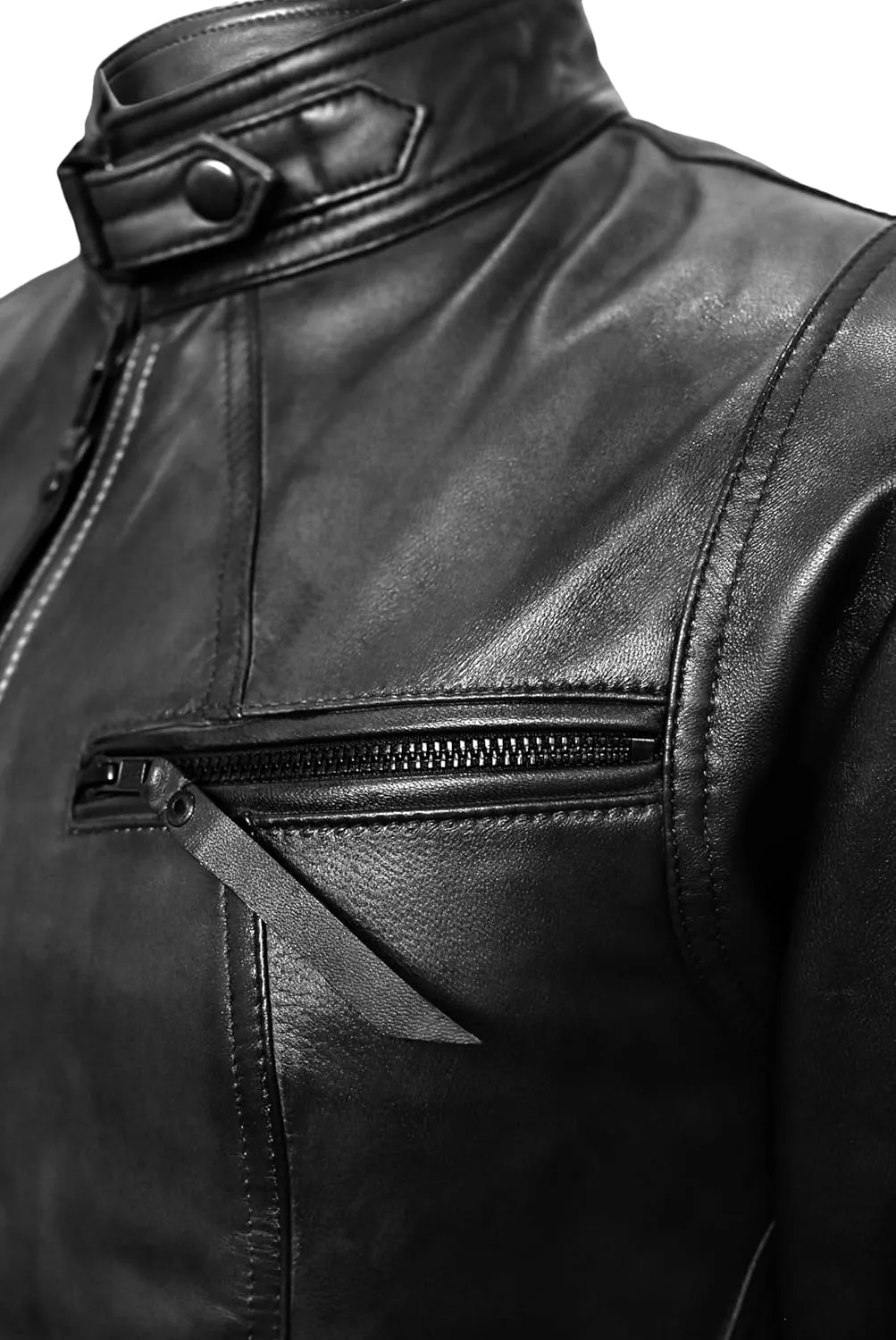 Women's Motorcycle Genuine Leather Jacket - Lambskin Leather Jacket Woman - Real Leather Jackets for Women