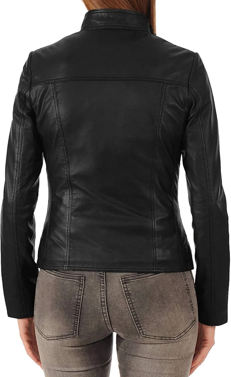 Women's Motorcycle Genuine Leather Jacket - Lambskin Leather Jacket Woman - Real Leather Jackets for Women