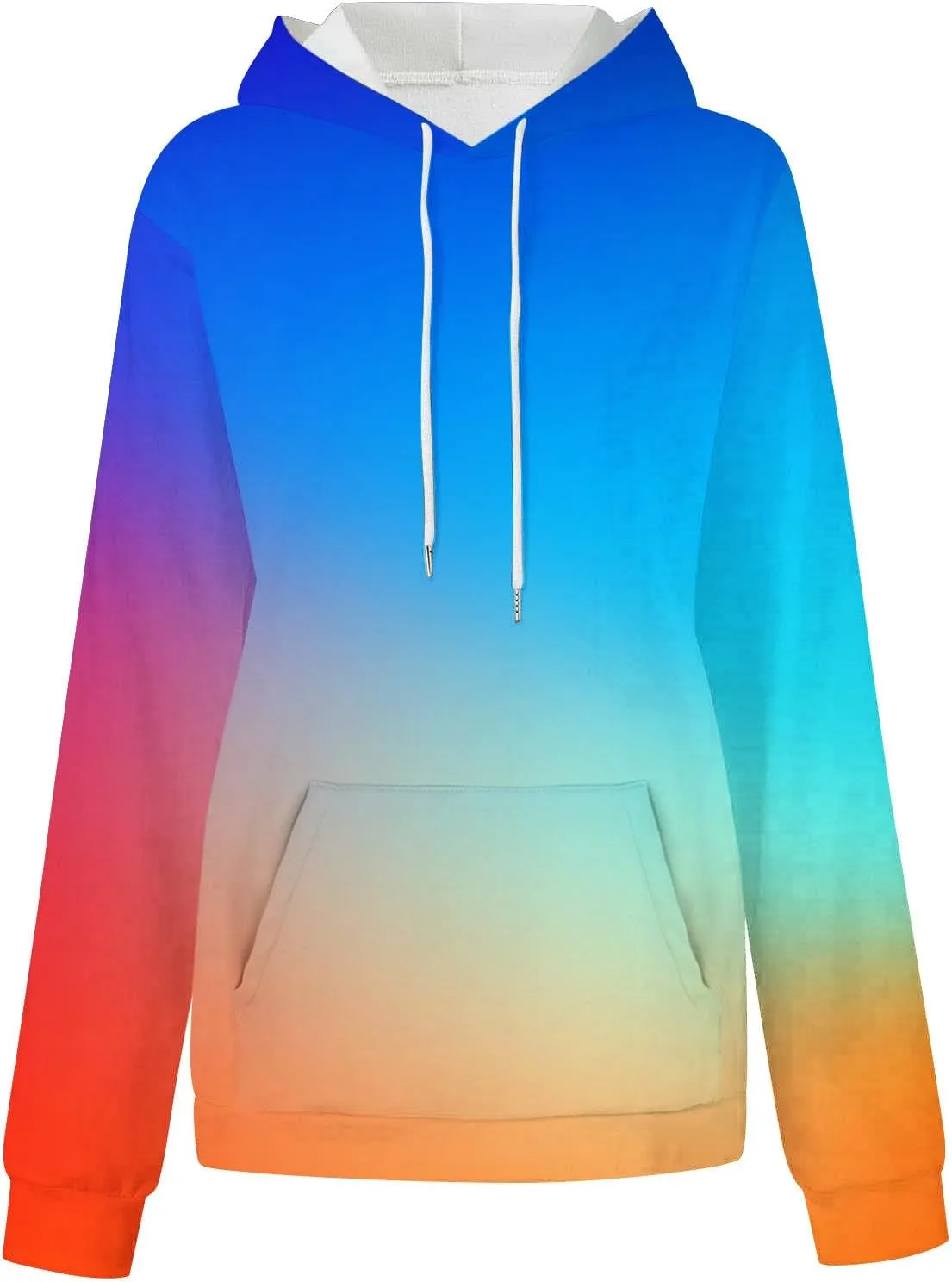 Womens Oversized Hoodies Neon Print Sweatshirt Fall Thin Long Sleeve Gradient Pullover Trendy Tie Dye Ombre Sweater