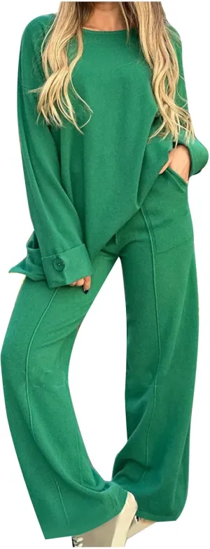 Womens Sets 2 Piece Outfits Comfy Baggy Long Sleeve Oversized Sweatshirt With Wide Leg Pants Tracksuit Fall Sweatsuit