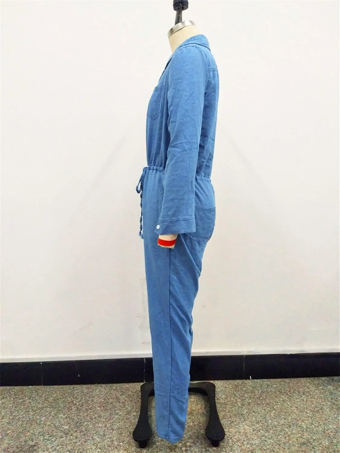 Women's Sexy High Waist Stretch Jean Trousers Skinny One-Piece Jeans Jumpsuits Denim Slim Set of Clothes Long Sleeves Pants