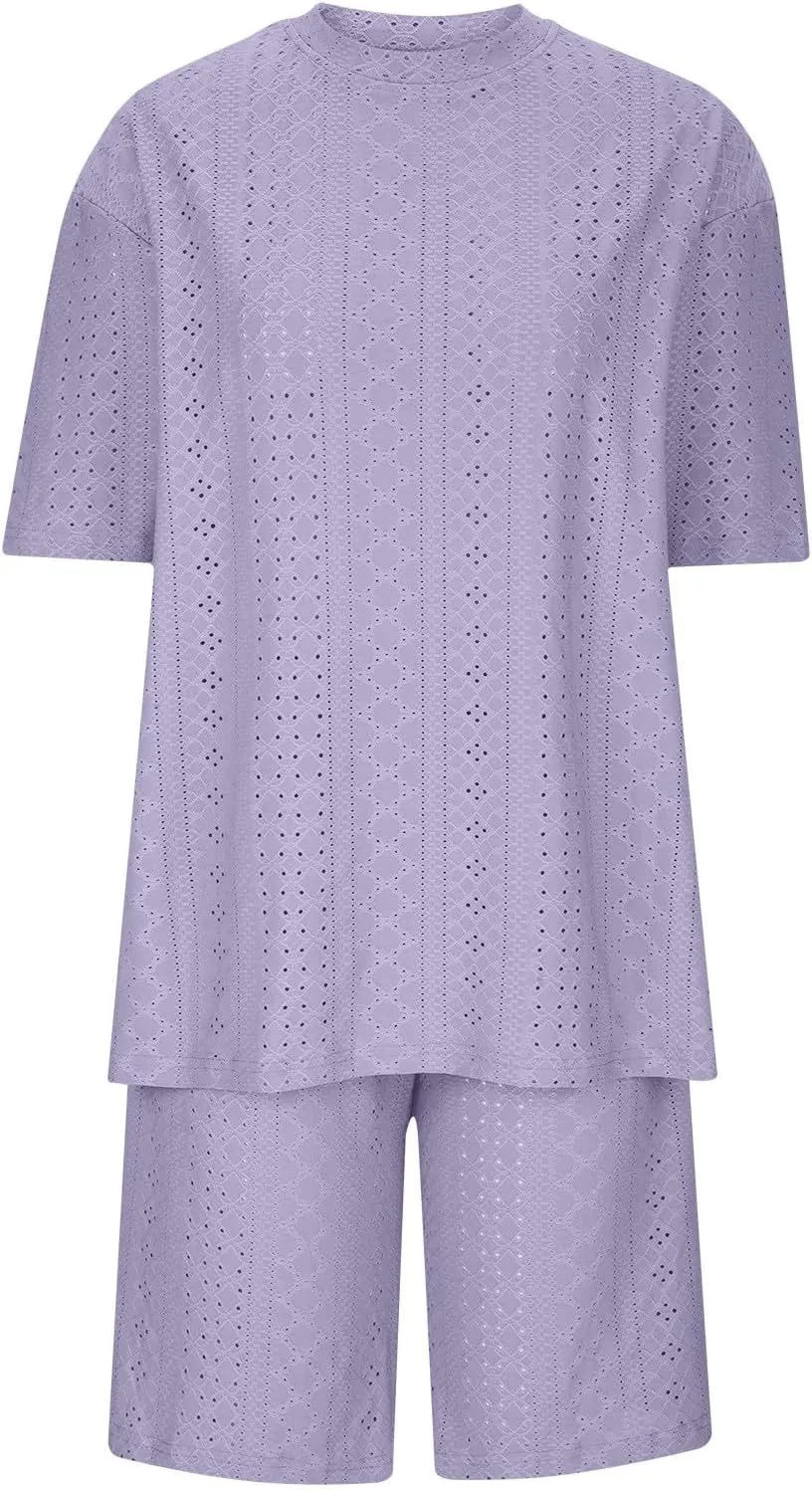 Womens Summer Beach Vacation Outfits 2024 2 Piece Short Set Oversized Tshirt Bermuda Shorts Matching Lounge Sets