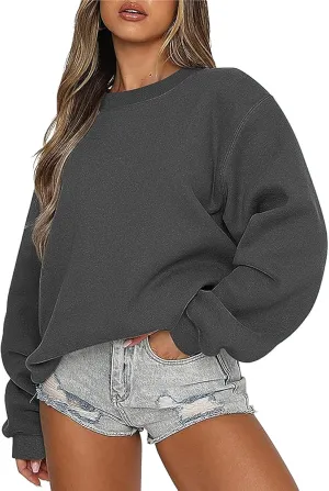 Womens Sweatshirt Oversized Crewneck Long Sleeve Casual Loose Chunky Warm 2024 Fall Pullover Sweaters Trendy Outfits