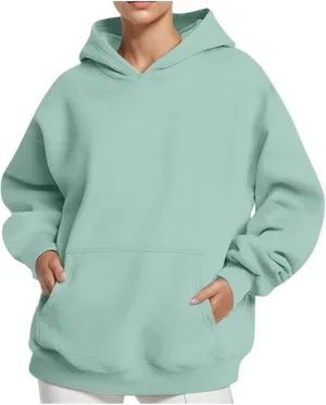 Womens Thick Oversized Pullover Hoodie with Front Pocket Casual Loose Fit Sweatshirt 2025 Fashion Fleece Sweater Tuinc