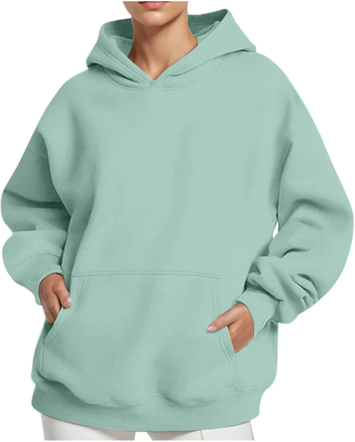 Womens Thick Oversized Pullover Hoodie with Front Pocket Casual Loose Fit Sweatshirt 2025 Fashion Fleece Sweater Tuinc