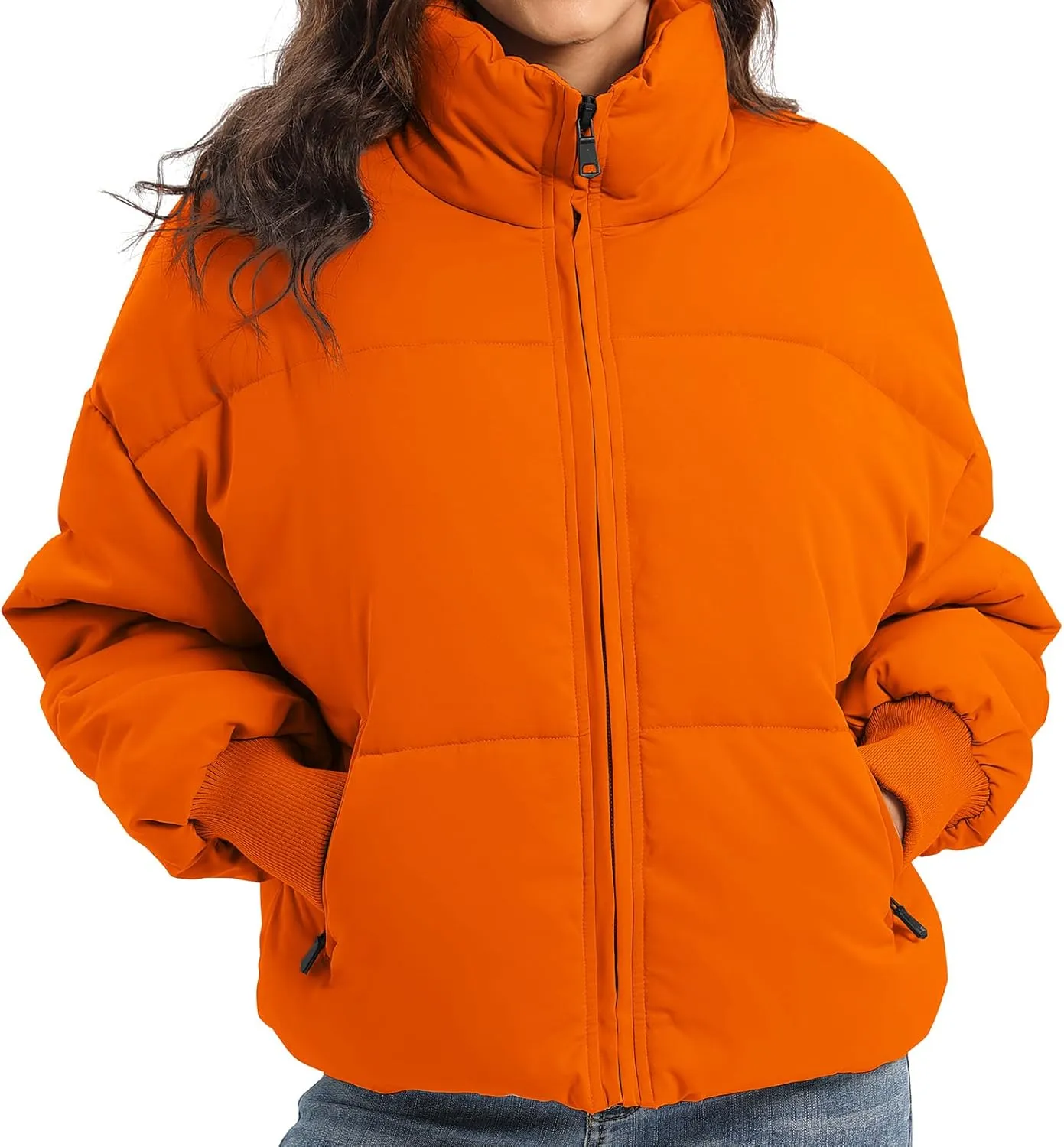 Womens Winter Baggy Zip Puffer jackets Short Down Jacket Coat