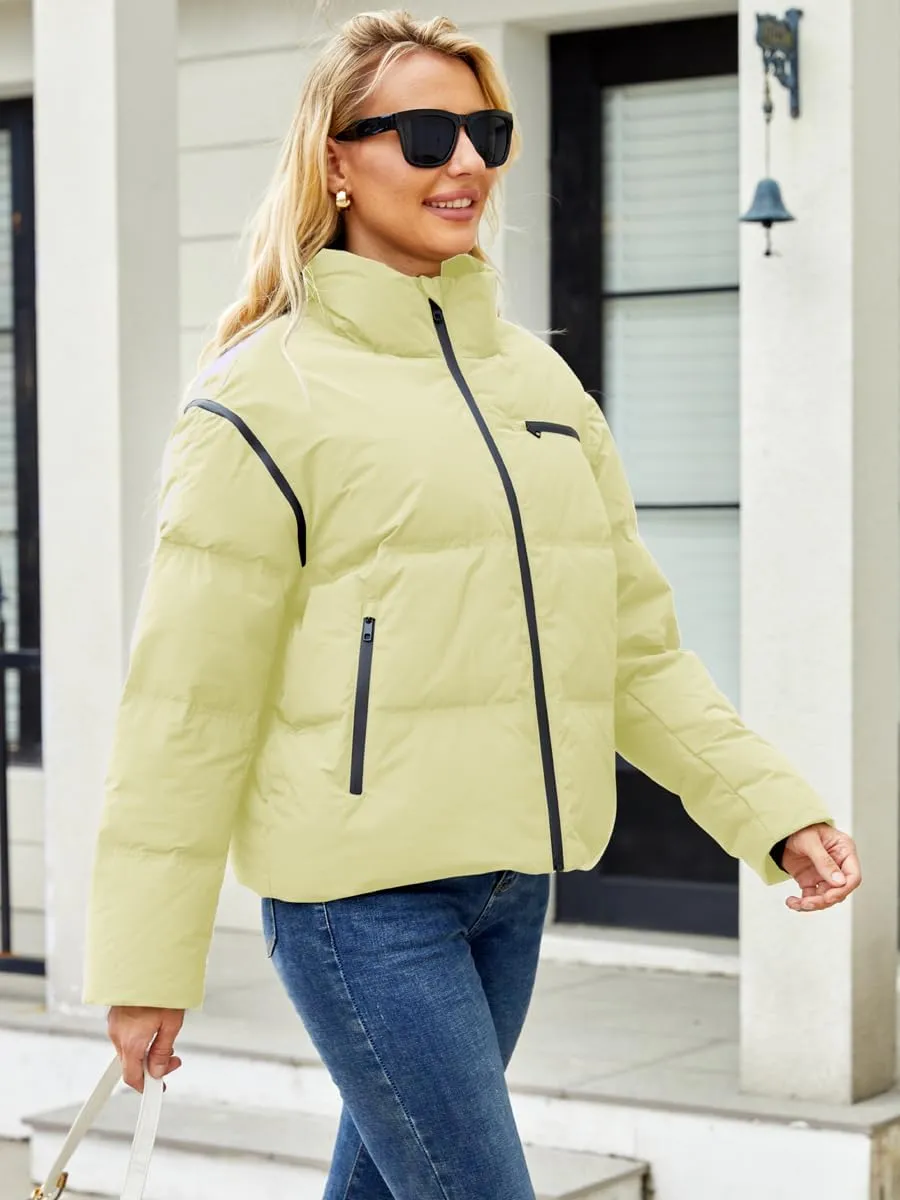 Women's Winter Down Jacket with Removable Sleeves Lightweight Vest Warm Coat with Pockets Outerwear