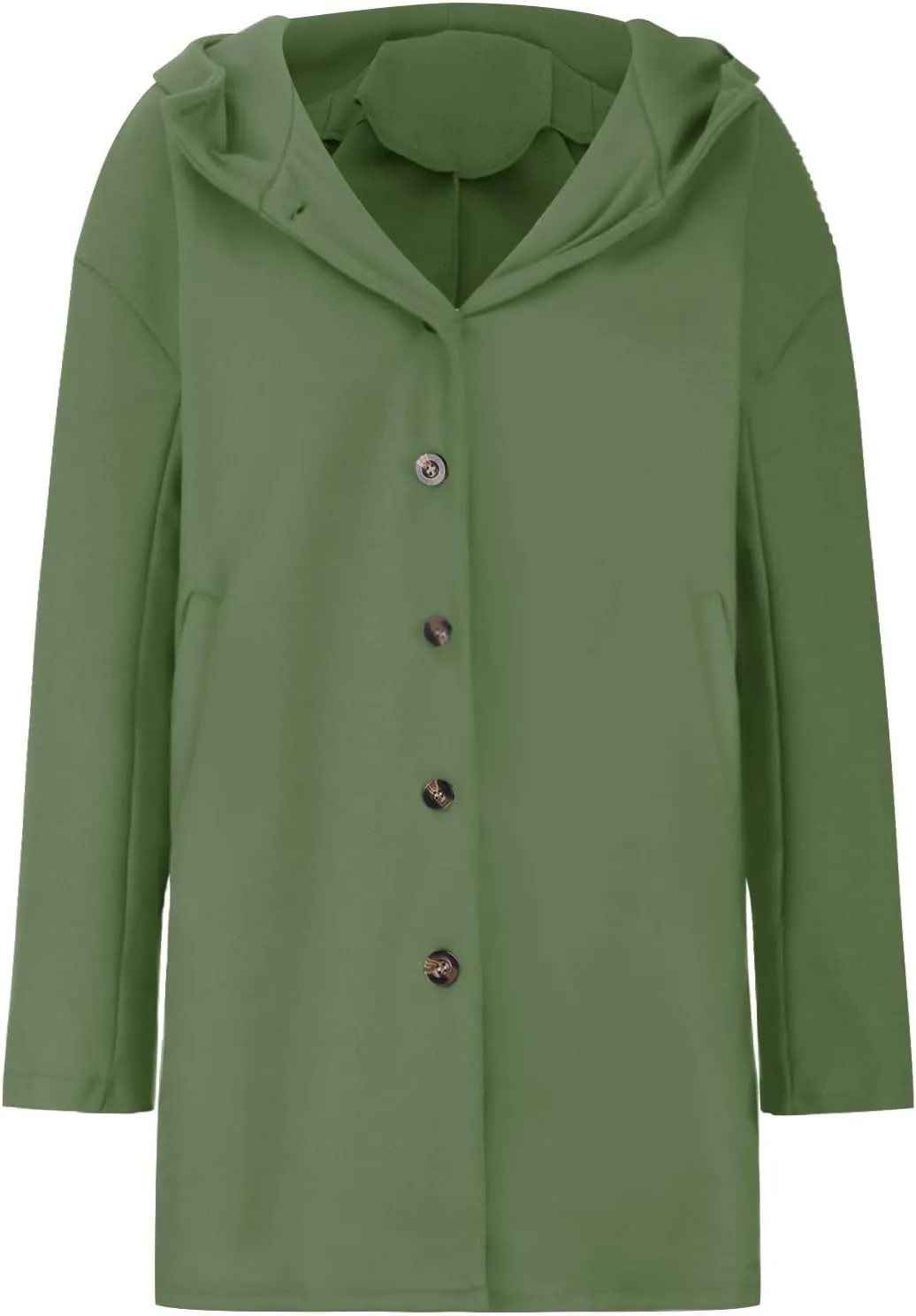 Womens Wool Blend Pea Coat Winter Warm Single Breasted Hooded Trench Coat Casual Office Work Dressy Outwear Jacket