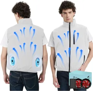 Work Cooling Vest Jacket with 2 Fans - Men and Women 21V Air Conditioner Lightweight Vests, With 20000mAh Battery