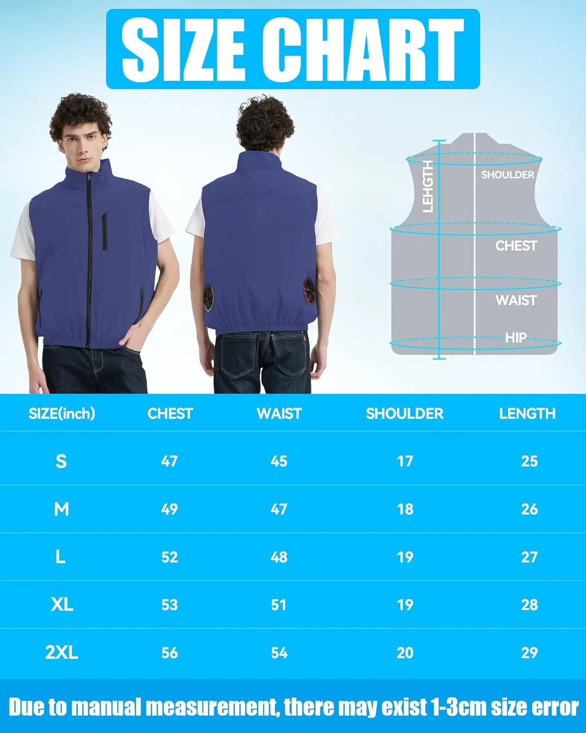Work Cooling Vest Jacket with 2 Fans - Men and Women 21V Air Conditioner Lightweight Vests, With 20000mAh Battery