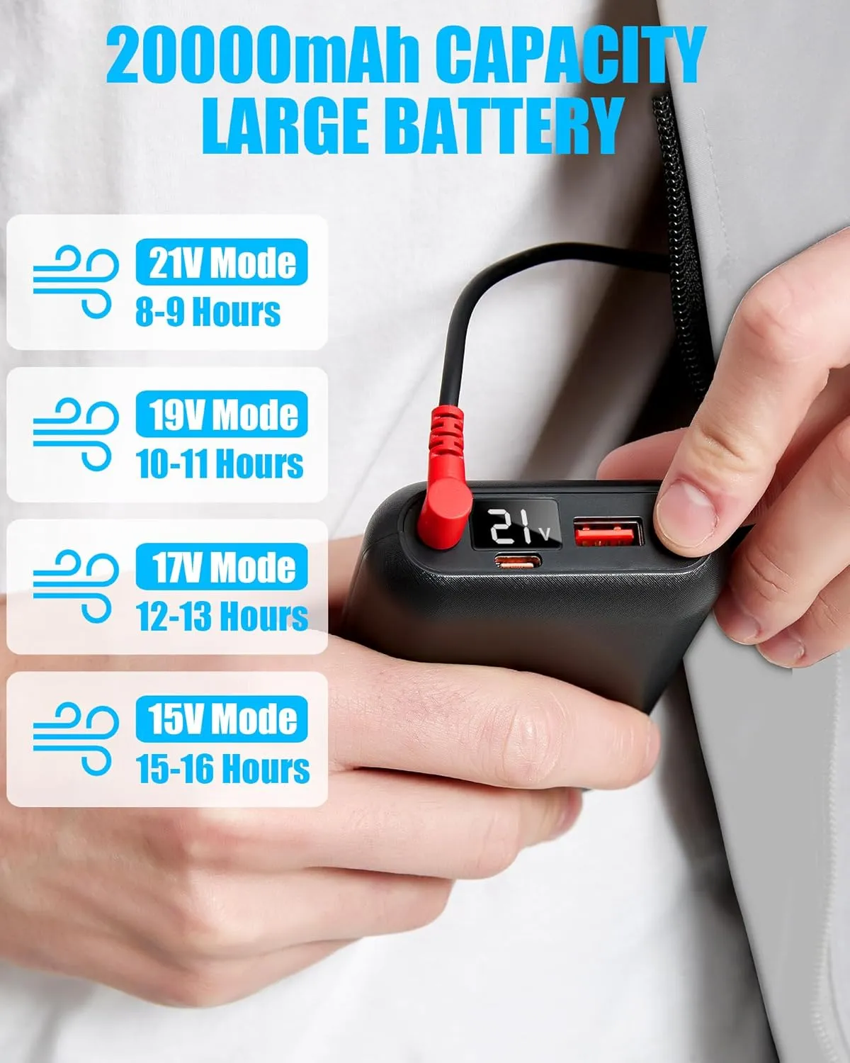 Work Cooling Vest Jacket with 2 Fans - Men and Women 21V Air Conditioner Lightweight Vests, With 20000mAh Battery