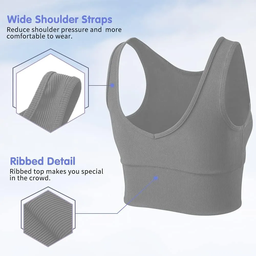 Workout Crop Tank Tops for Women Solid Comfort Sleeveless Shirts for Casual Sports Fitness Yoga Reversible Ribbed Tops