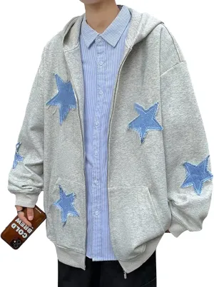 Y2k Hoodie for Women Men Star Graphic Oversized Hooded Sweatshirt Vintage Aesthetic Hoodies Grunge Streetwear