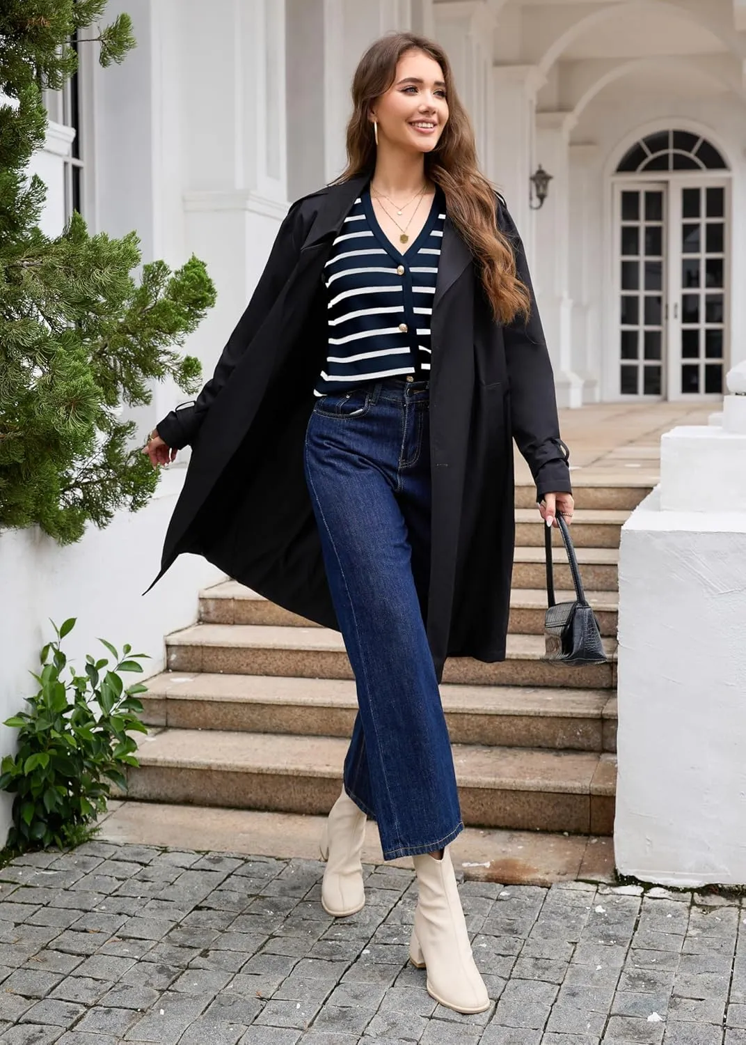 YAMANMAN Sweater Vest for Women Striped Knit Cropped Tank Tops Sleeveless Button Up Cardigan Sweater Vests 2024 Fashion