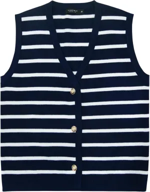 YAMANMAN Sweater Vest for Women Striped Knit Cropped Tank Tops Sleeveless Button Up Cardigan Sweater Vests 2024 Fashion