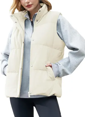 YUCOLEN Down Puffer Vest for Women Lightweight Warm Sleeveless Puffer Jacket 2024 Women Winter Trendy Puffy Vests