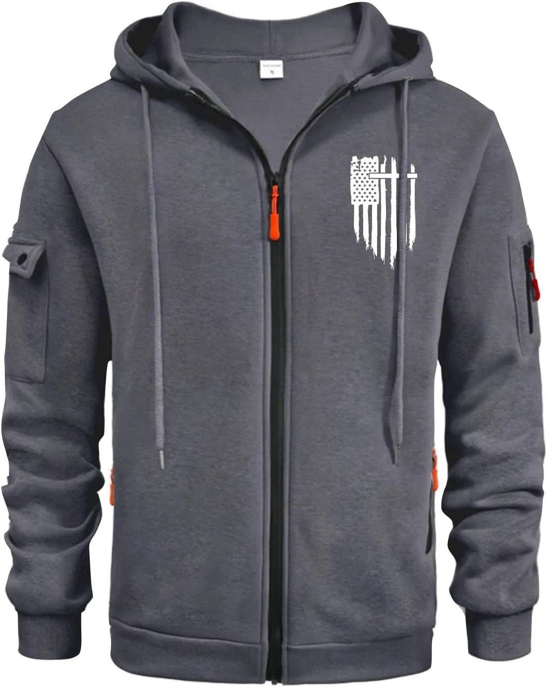 ZEFOTIM Mens Zip Up Hoodies American Flag Hoodie Fashion Funny Travel Long Sleeve Drawstring Sweatshirt with Pocket