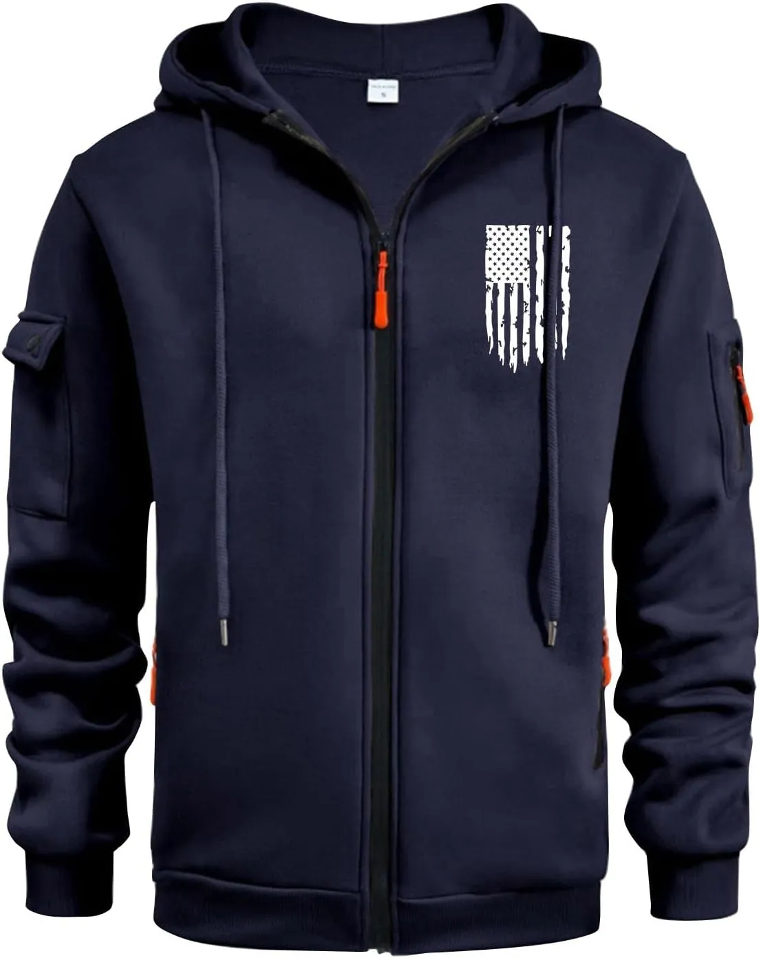 ZEFOTIM Mens Zip Up Hoodies American Flag Hoodie Fashion Funny Travel Long Sleeve Drawstring Sweatshirt with Pocket