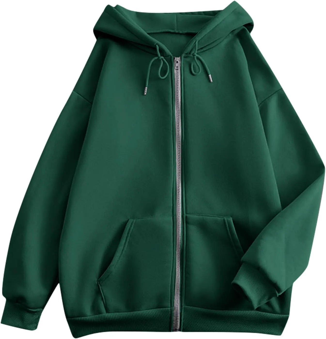 Zip Up Hoodie Women Long Sleeve Oversized Sweatshirts Y2K Jacket With Pockets 2024 Fall Outfits