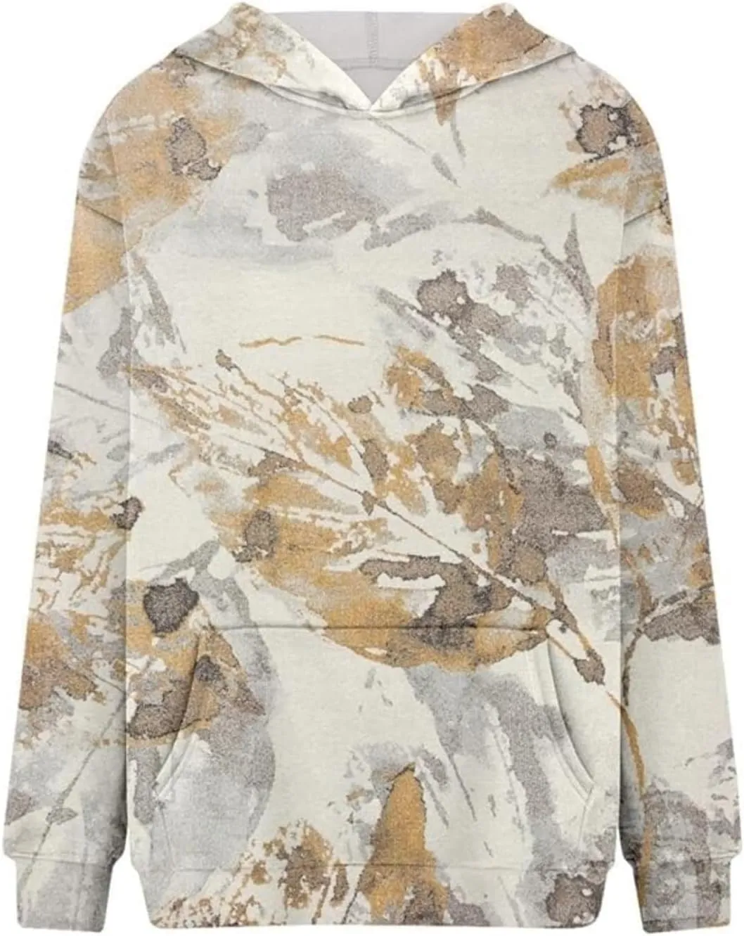 ZWRXW Women's Camo Hoodie Maple Leaf Print Oversized Sweatshirt Pullover Hooded Sweatshirt Long Sleeve Camouflage Hoodie